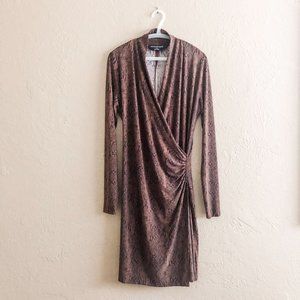 Norma Kamali Faux Wrap Jersey Dress Cocoa Python L